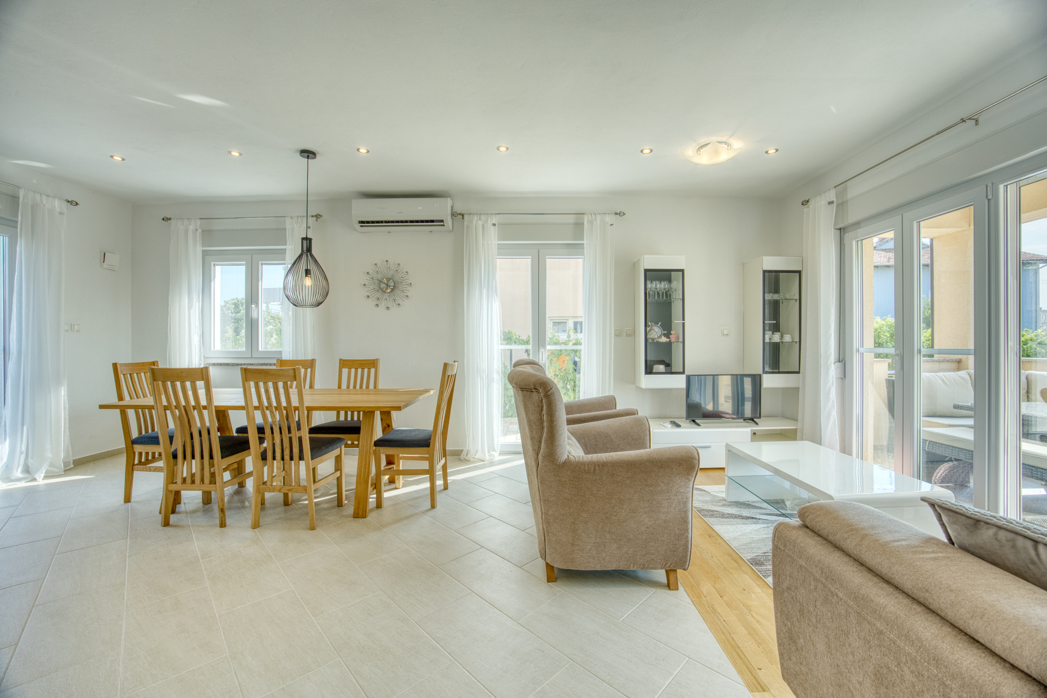 Bright open-plan living and dining area