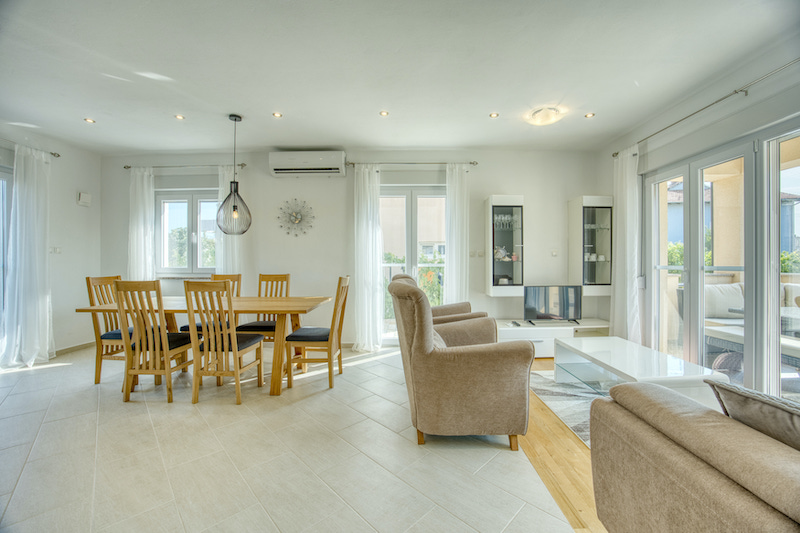 Bright open-plan living and dining area